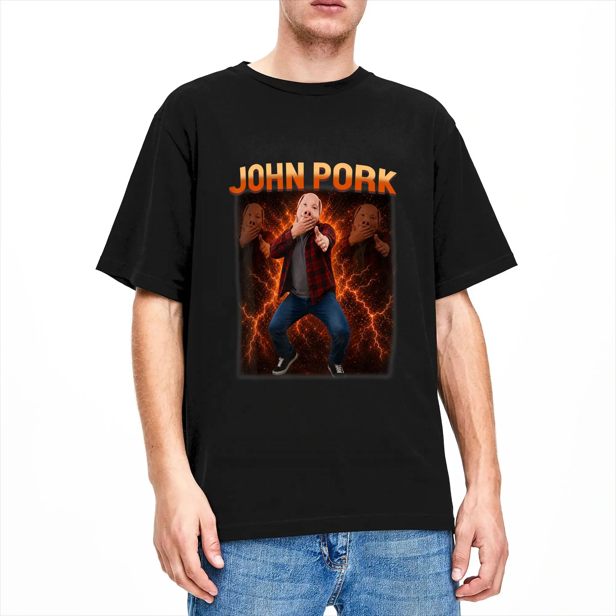 John Pork Calling Decline Accept Incoming Call Scuba Men's T Shirt Hipster Tee Shirt Short Sleeve O Neck T-Shirt Cotton Clothing