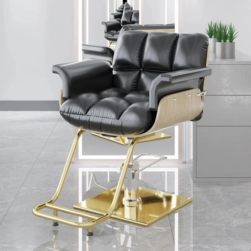 Salon Schoonheid Kapper Stoel Ijzeren Kapperszaak Goud Comfort Mannen Kapper Stoel Gepersonaliseerd Ontwerp Silla De Barbero Salon Meubels