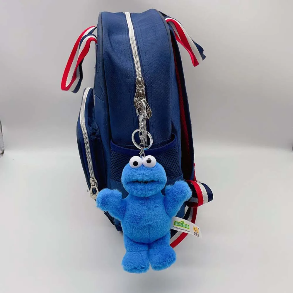 kawaii Sesame Street Plush keychain Soft Keychain Stuffed Animal Backpack Keyring Elmo Cookie Monster Big Bird Ernie Kids Gift