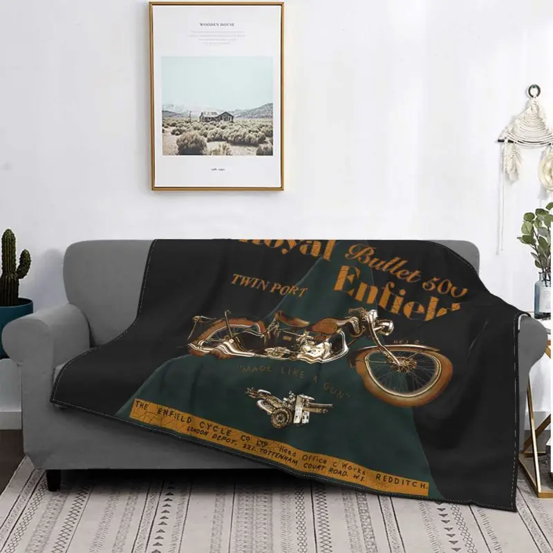 The Legendary Royal Enfield Bullet 500 Motorcycle Blanket High On Couch High-Grade Couch Blanket Home Decotation