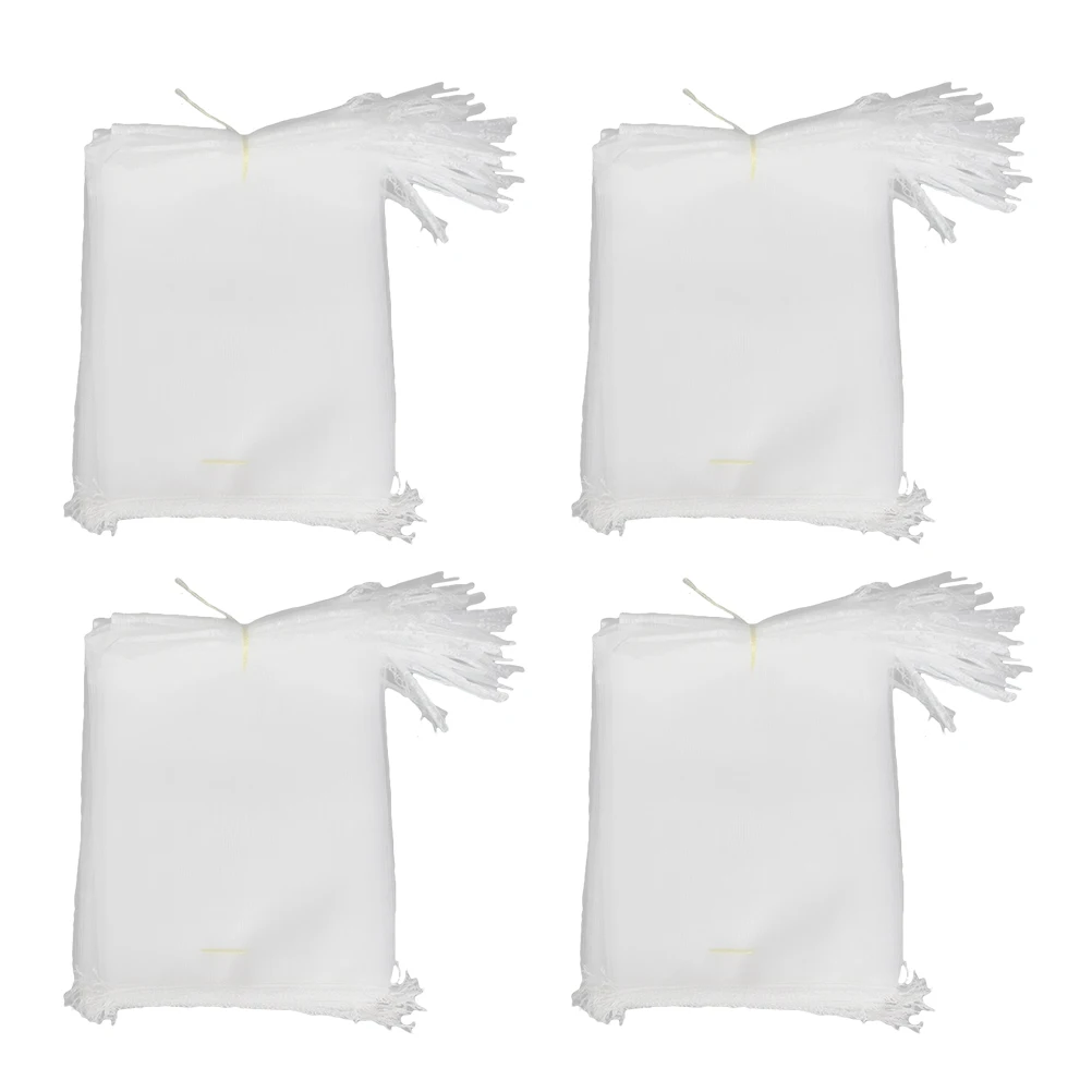 

25 Pcs White Mesh Fruit Bags 30x46cm Drawstring Insect Netting Bird Barrier Gardening Plant Cage Fruit Protection