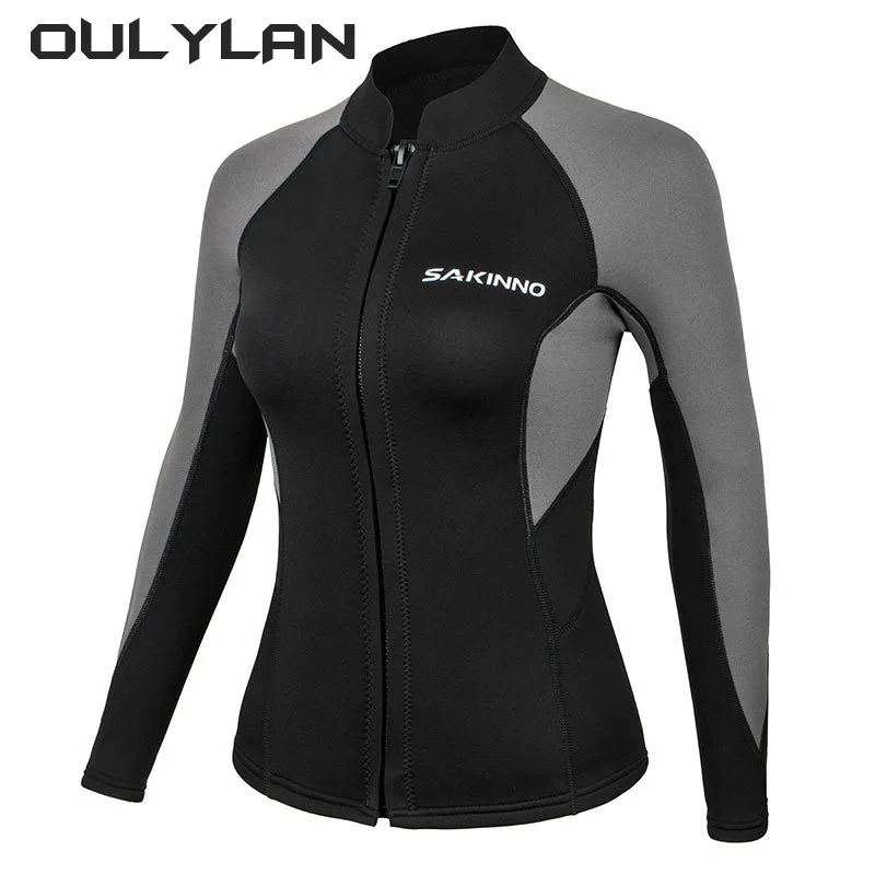 

Oulylan 2MM Neoprene Wetsuit Top Women Split Swimming Surfing Jacket Women's Warm Sunscreen Water Sports Diving Top for Ladies