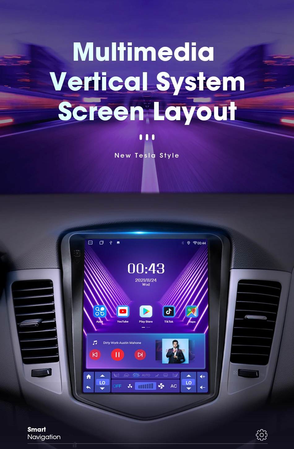 Srnubi Android Autoradio für Chevrolet Cruze J300 2008-2012 Navigation Stereo Multimedia Player Carplay Vertikaler Bildschirm Head Unit – Detail 2