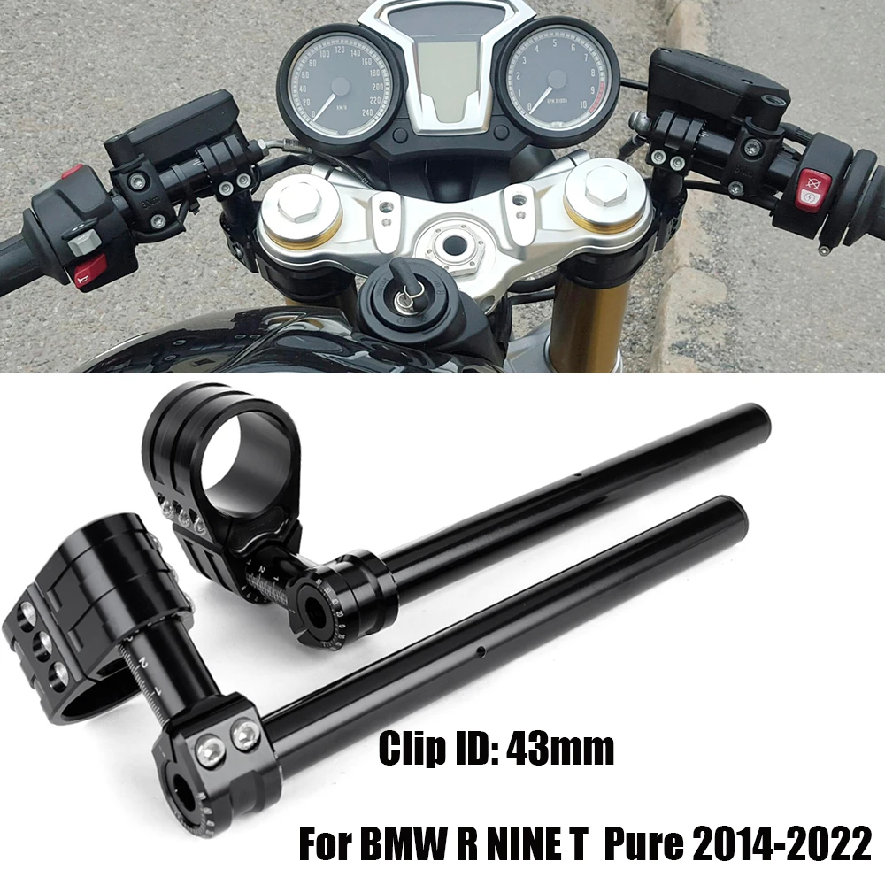 

Motorcycle CNC Aluminum Adjustable Clip-On Handlebar 43mm For BMW R nine T R nineT Pure 2014-2022 fork clip on