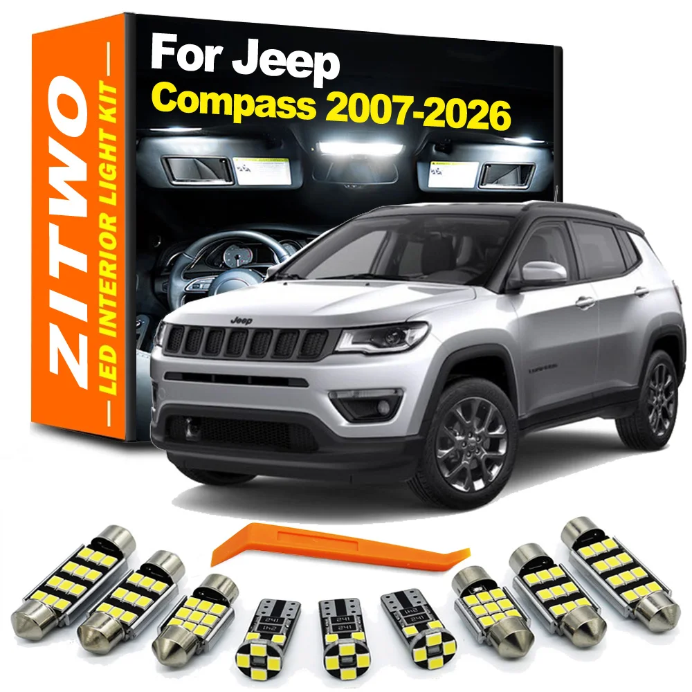 Accessories Canbus LED Bulb Interior Reading Trunk Light Kit For Jeep Compass 2007-2018 2019 2020 2021 2022 2023 2024 2025 2026