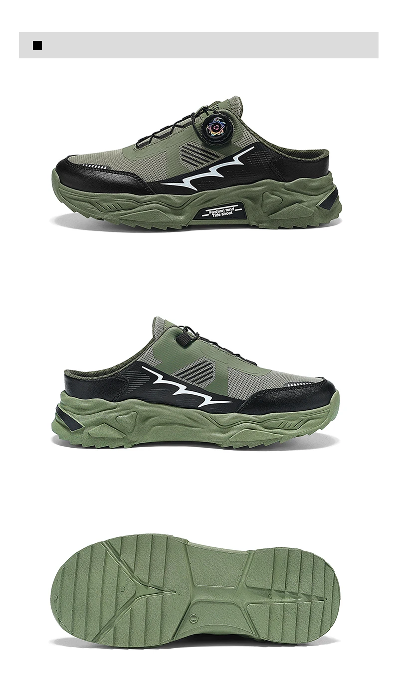 Herren Koreanische Lässige Atmungsaktive Freizeitschuhe Sommer Weichsohlige Rutschfeste Jugend-Halbslipper mit Drehbaren Schnürsenkeln Sport-Trendschuhe – Detail 22