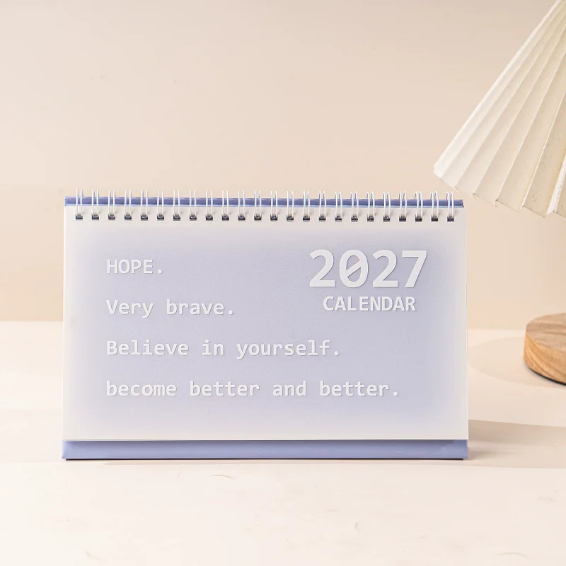 Pastel Gradient 2027 Desktop Calendar Inspiring Monthly Flip Wire Coil Table Planner Office Home Decor Stationery Present