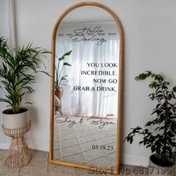 You Look Incredible Custom Wedding Decal Customizable Wedding Design Names Mirror Window Sign Decal Modern Wedding Sign