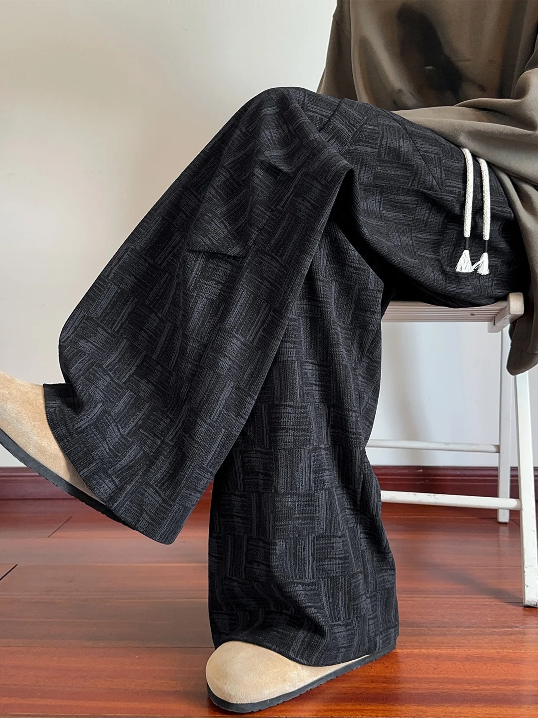 

Мужские вельветовые брюки в клетку, осенние, модные, в американском ретро-стиле, прямые, широкие, свободные, спортивные, длинные