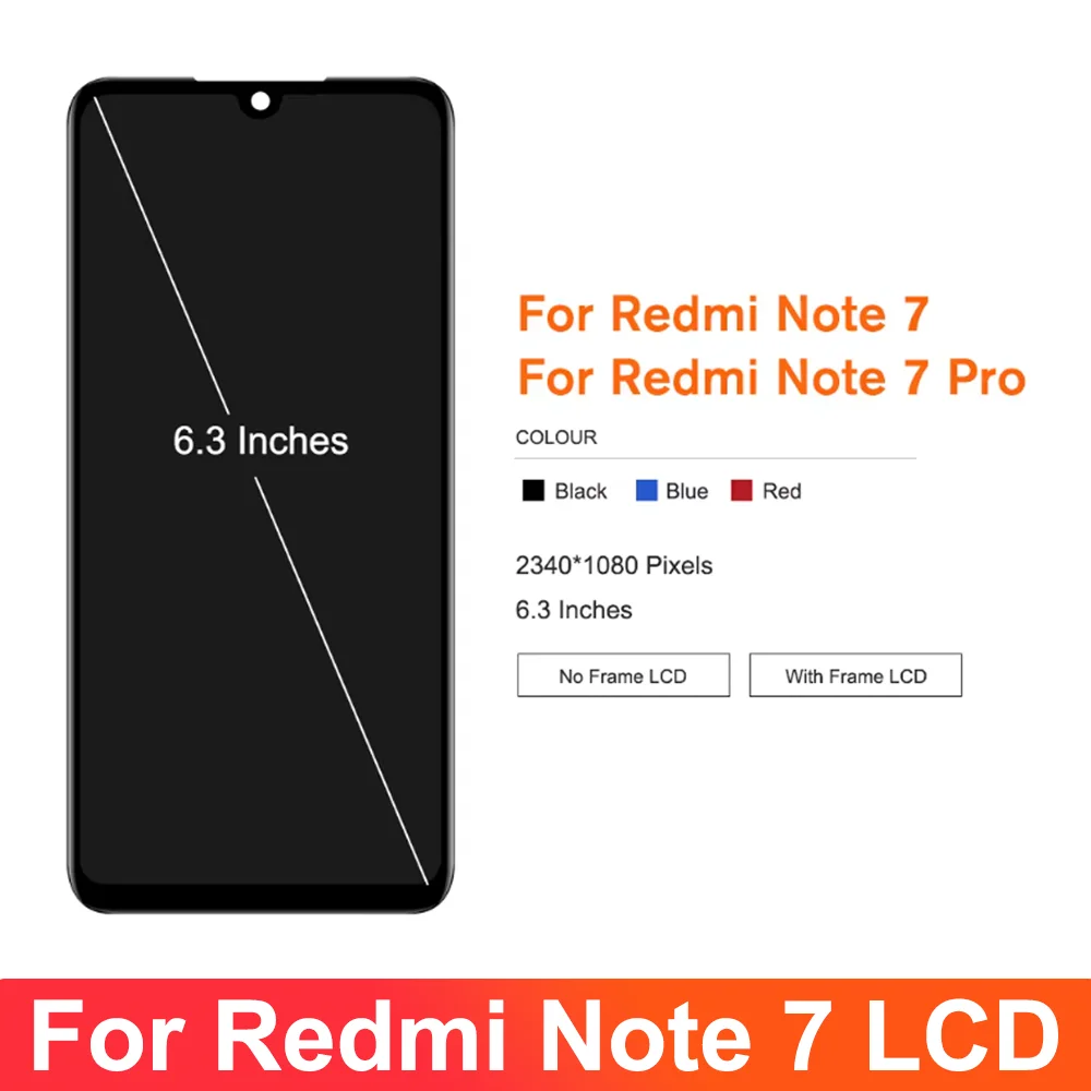 For Xiaomi Redmi Note 7 LCD Display Touch Digitizer Assembly For Redmi Note 7 Pro Display M1901F7G Replacement With Frame