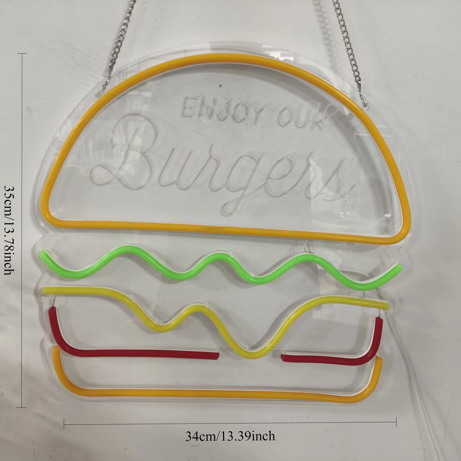 ENJOY OUR Burgers Neon Sign Appetizing LED Light for Restaurant Bar Cafe Wall Decor Fast Food Theme Art to Attract Customers