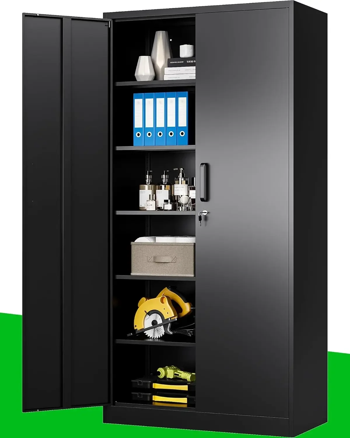 Metal Garage Storage Cabinet, 71-inch Tool Cabinet with 5 Adjustable Shelves & Locking Doors, Tool Cabinets for Garage,Office,Ho