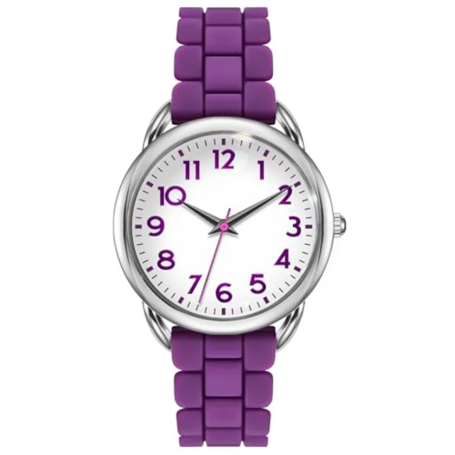

35MM Watches for Women Big Face Easy Reader Silicone Strap Water Proof