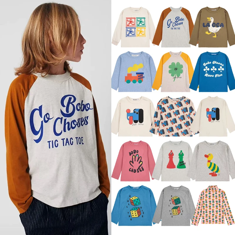

Children's Long Sleeved T-shirt 2025 New Autumn Boys Girls Printed Round Neck Top Korean Children Winter Fashion Clothing