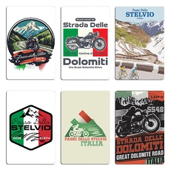 Passo Di Giau Stelvio Pass Retro Motorcycle T Shirt Sticker Italy Flag Colors Metal Printed Home Wall Mural Club Tin Sign Poster