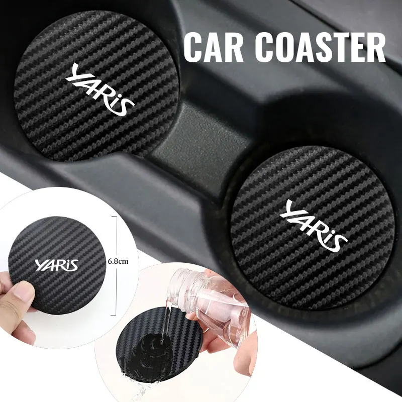 2PCS Car Cup Coaster Non-Slip Drink Holder Mat Accessories For Toyota Yaris 2022 2021 2020 2015 2016 2018 2011 2012 2013