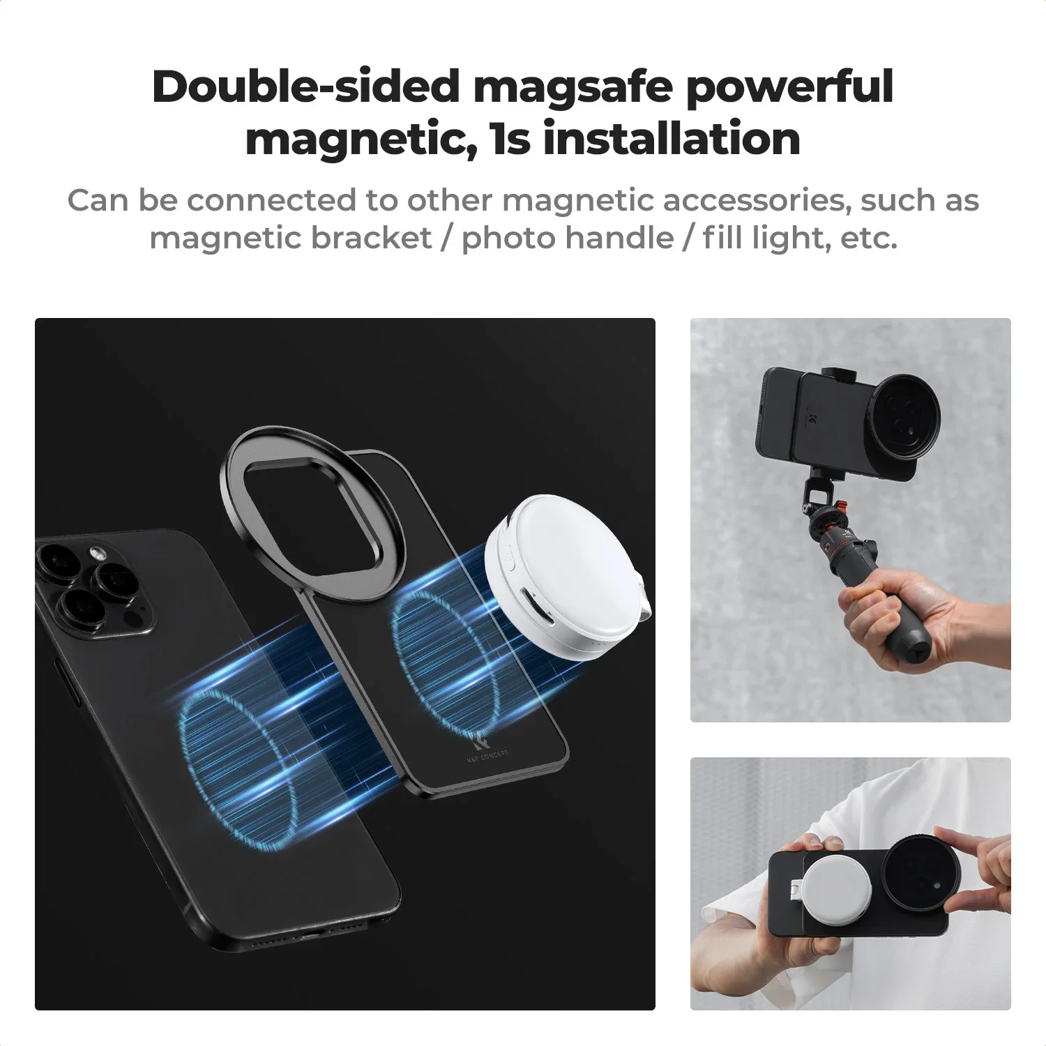 K&F CONCEPT 6.7" Magnetic Lens Filter Adapter 67mm CPL Polarizer Filter or Variable ND2-32 Filter for iPhone 16 15 Pro Max PLUS