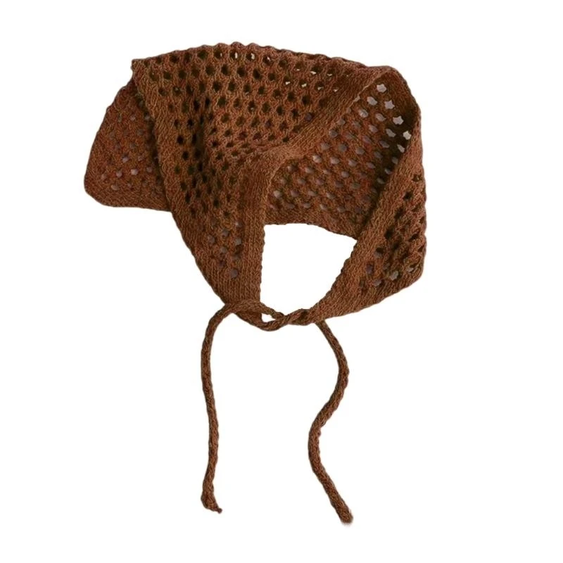 Hollowout Knit Scarf: Head Cover & Hip Wrap - usage example