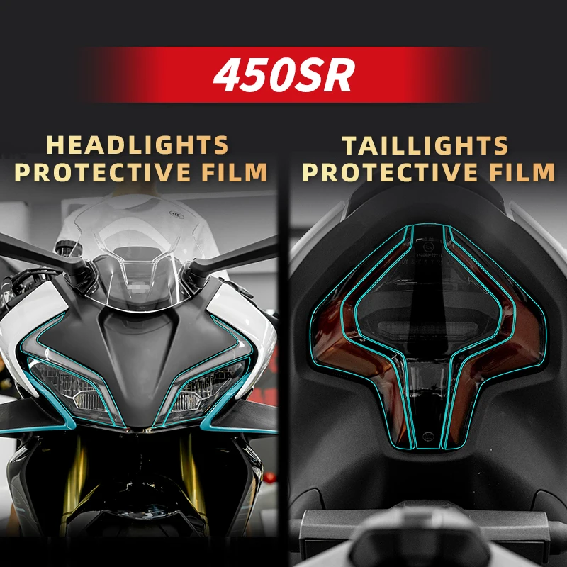 Use For CFMOTO 450SR Motorcycle Lamp Accessories Transparent Protective Film Bike Headlight And Taillight Refit Stickers Decals