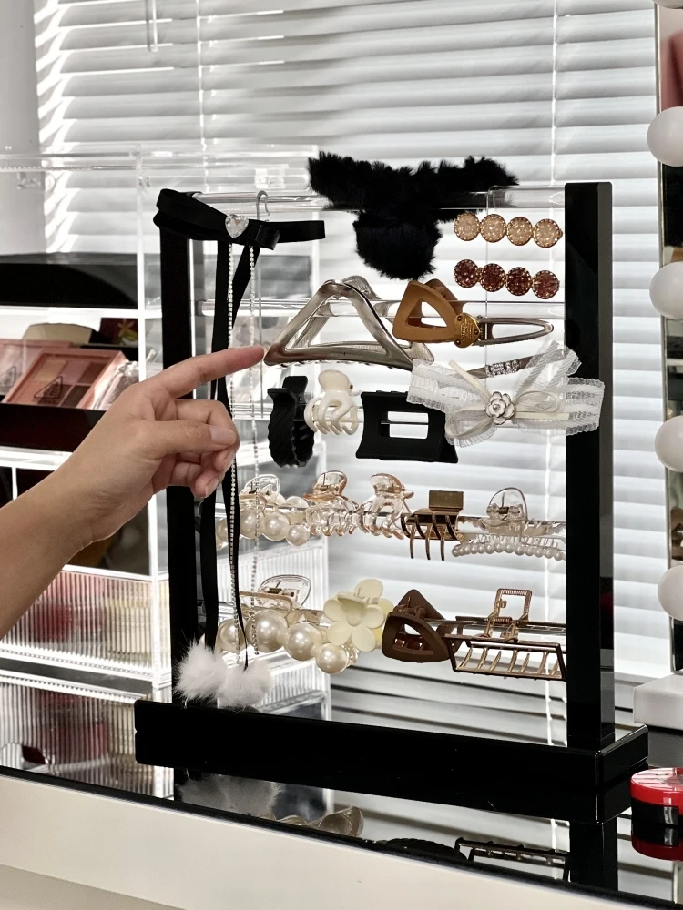 Acrylic Hair Clip Storage Box No-Assembly Multi-Layer Display Rack Perfect for High-End Headwear and Accessories