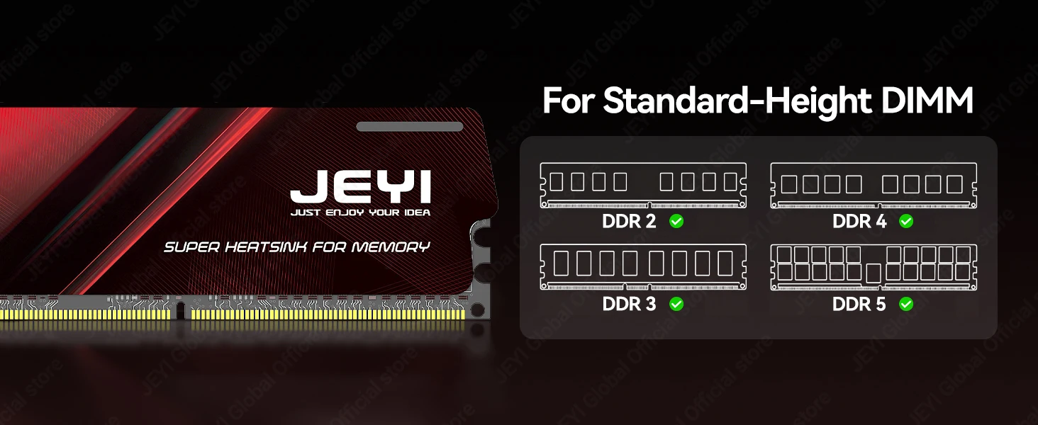 JEYI DDR5 DDR4 RAM-Kühlkörper Speicherkühler Radiator Universal DDR2 DDR3 DDR4 DDR5 Speicherkühlung für PC-Gehäuse Computer – Detail 4