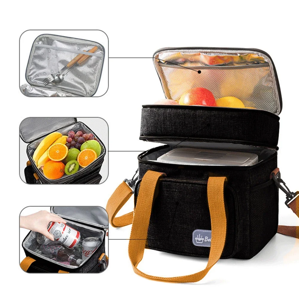 Thermal Lunch Bags Durable Camping Oxford Backpack Insulated Lunch Bag Large-capacity Picnic Durable Barbecue Grill Food Box