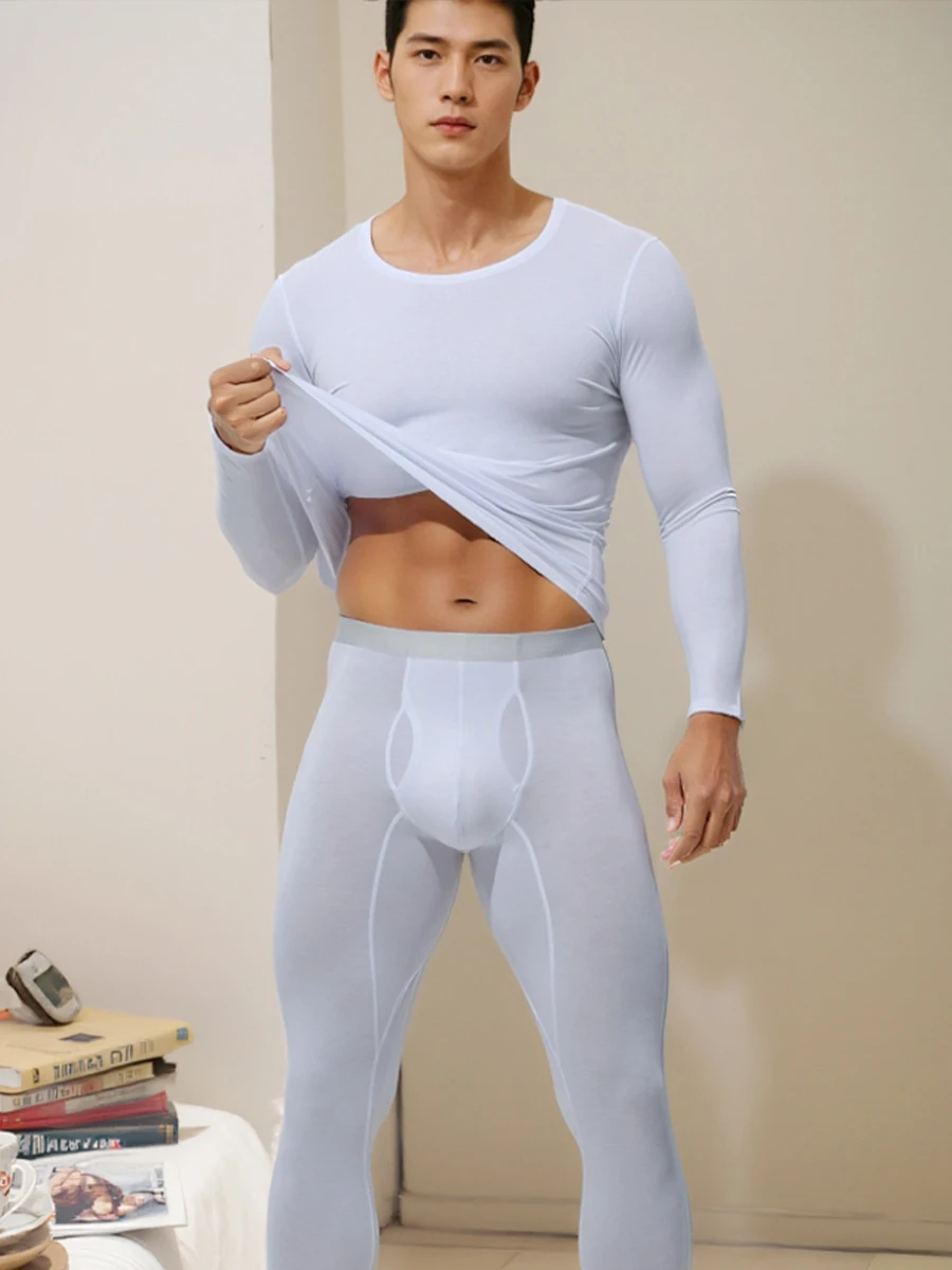 Men's Long Johns Suit Tights Modal Cotton Sweater Male Thin Shirt Leggings Underwear