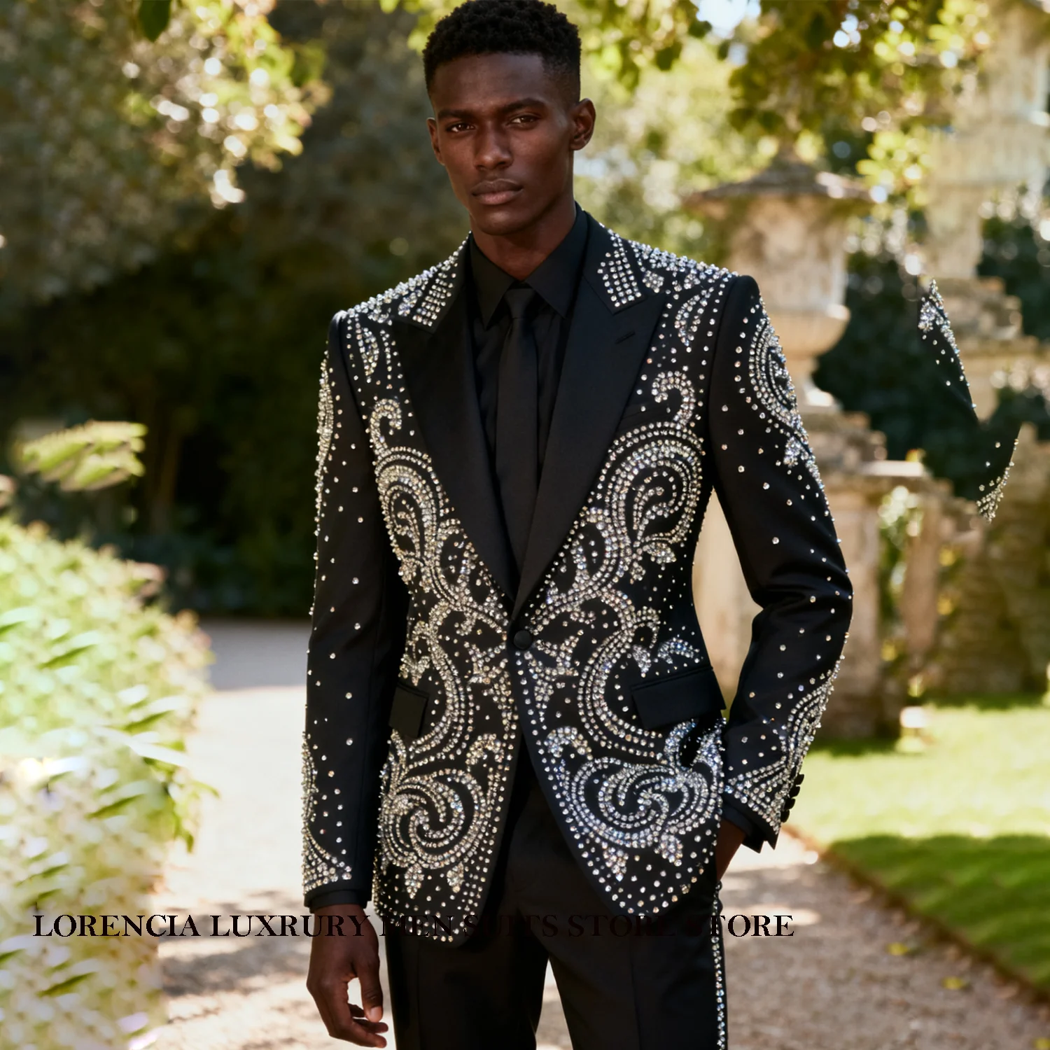 

Роскошные африканские приталенные мужские костюмы, однобортные Ropa hombre, мужские пиджаки для жениха, комплект из 2 предметов, свадебные смокинги со стразами и бисером