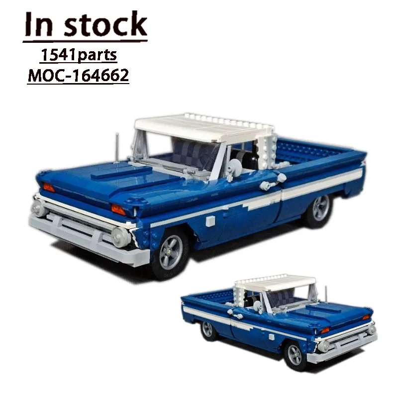 MOC-164662 New Blue Roadster C10 1966 Assembly Splicing Building Block Model Moc Creative Building Blocks Kids Birthday Toy Gift