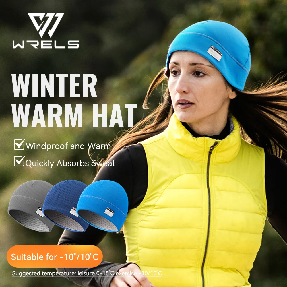 WRELS Winter-Radmütze, atmungsaktiv, winddicht, Sportmütze, Totenkopfmütze, schweißabsorbierend, Laufmütze, Wintermütze mit Fleece-Futter