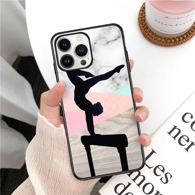 funda Love Gymnastics silhouette sports Phone Cover For iphone 16pro 15pro 14pro 11 12pro 13pro max 16plus 7 SE XR 12mini Cases