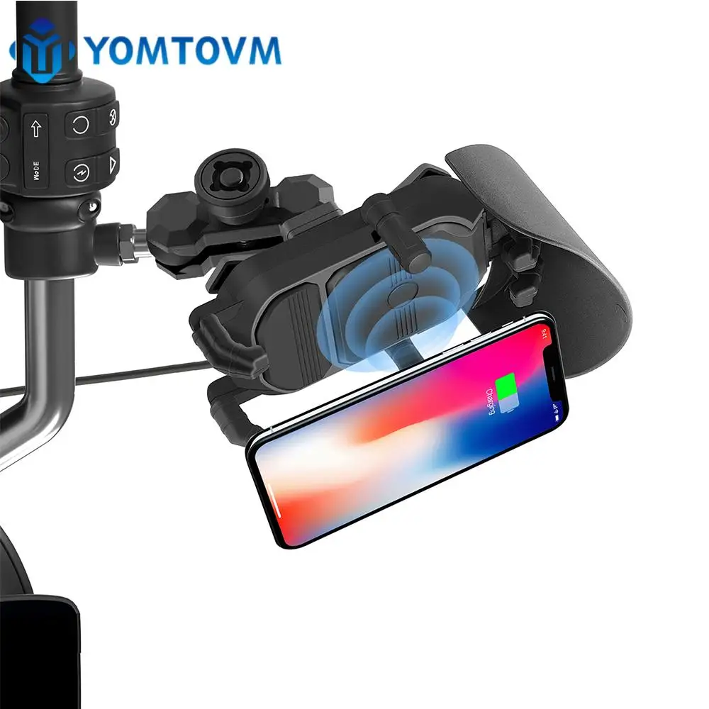 

Motorcycle Phone Holder 15W Wireless Charger Fast Charging Shockproof Anti Theft Handlebar Phone Bracket Bike Cellphone Support