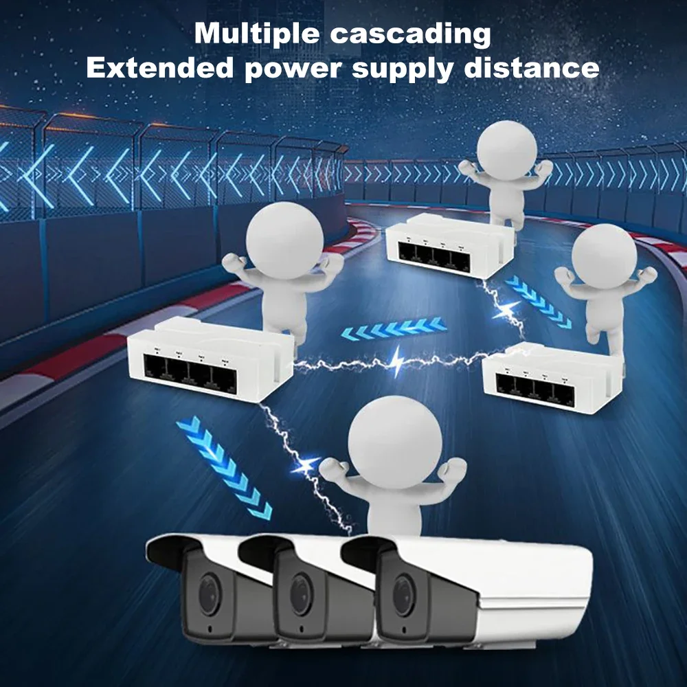 PEGATISAN 4 Port PoE Extender, Repetidor de Rede, Transmissão Porta IP, Câmera NVR IP, 100 m, 1000m