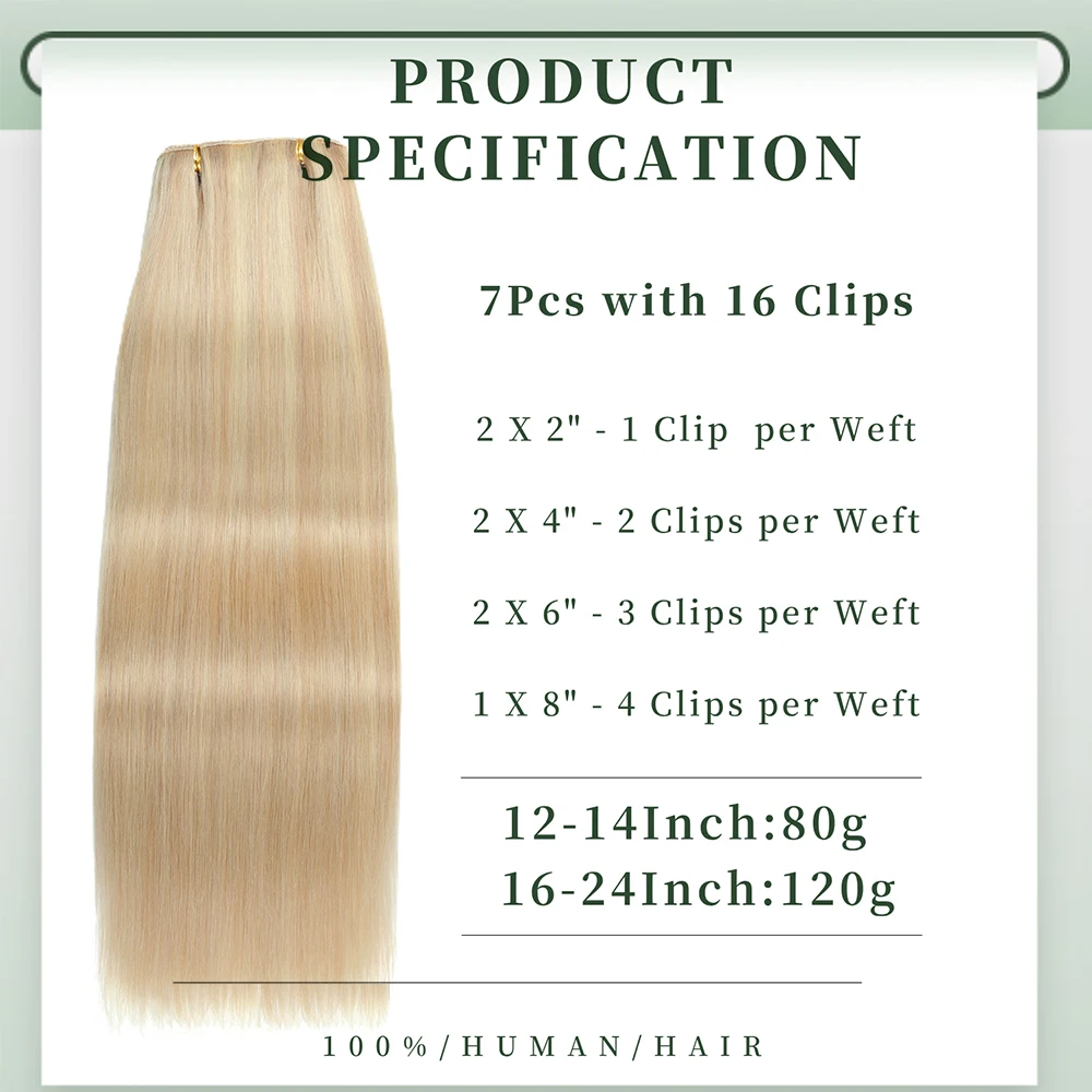 ShowCoco-Extensions de cheveux humains à clipser, 100% Remy Hair, fibres optiques, soyeuses, droites, tête complète, naturelles, document ombré, 7 pièces/ensemble