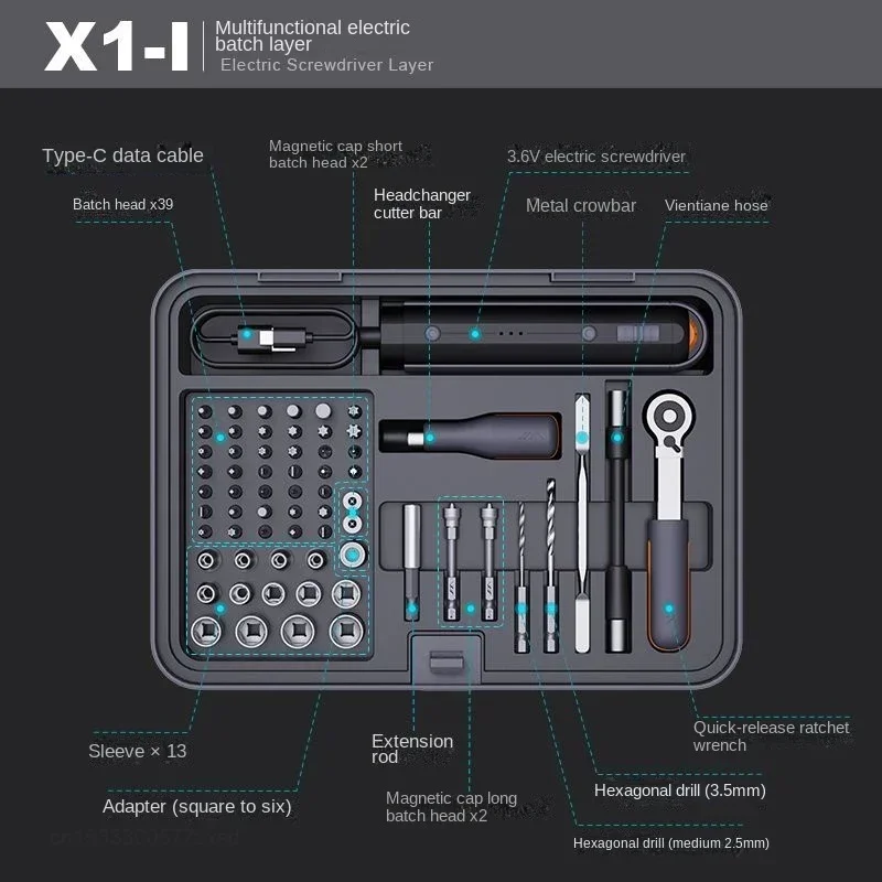 Xiaomi JIMIHOME Electric Hand Drill Set Household Hardware Toolbox Multifunctional Storage Electrician Electric Screwdriver Tool