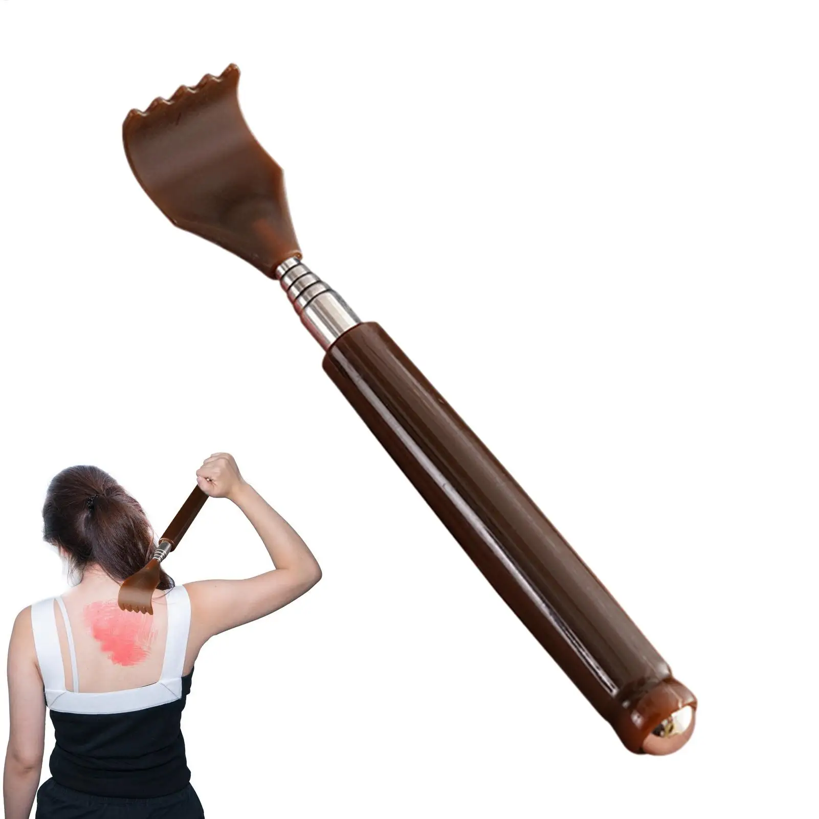 Extendable Stainless Steel Back Scratcher Long Handle Body Scratcher Stick For Men Women Adults Elderly, Home Shower Office