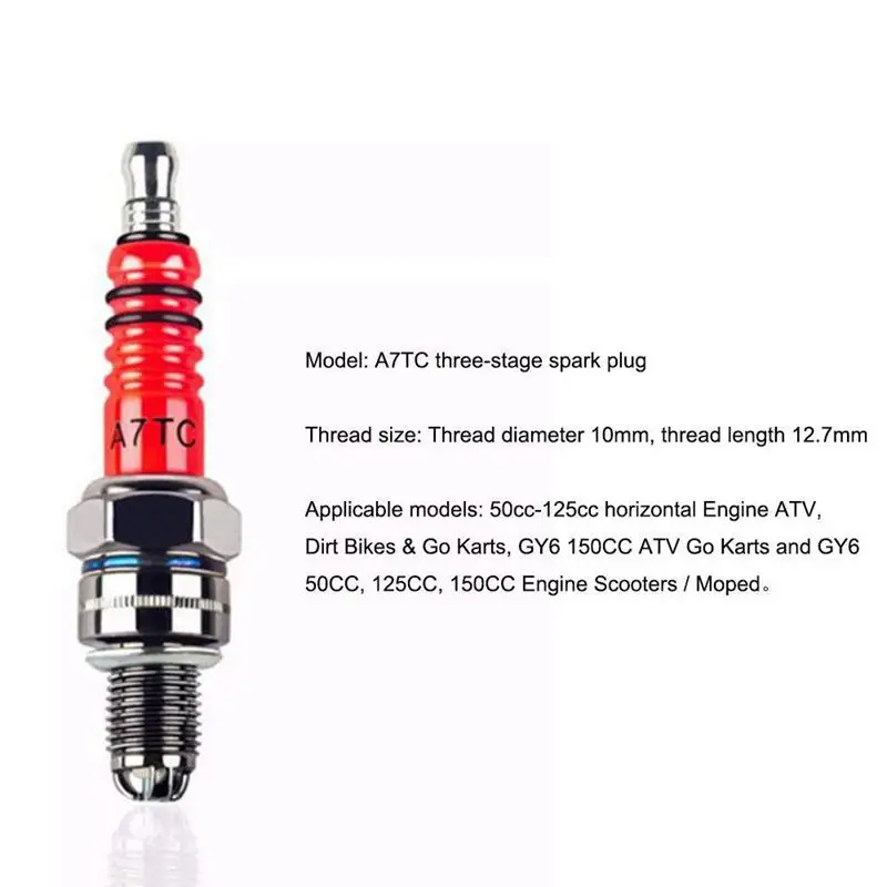 3Pcs Spark Plug A7tc, Triple Electrode For Gy6 50 Cc 70Cc 90 Cc 110Cc 125 Cc 150Cc & 3Pcs D8tc 3 Electrode Spark Plug, Racing Sp