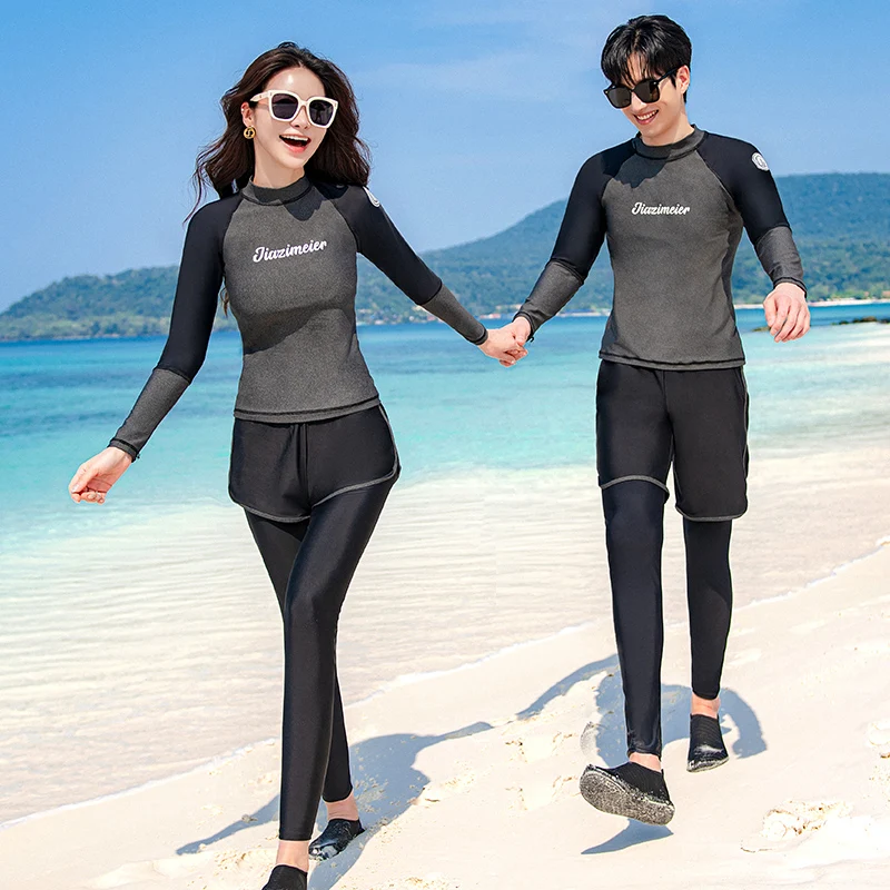 Wisuwore Couple Diving Suit Split Long Sleeve Pants Swimming Suit Sun Protection Quick Drying Jellyfish for Men Women Floating