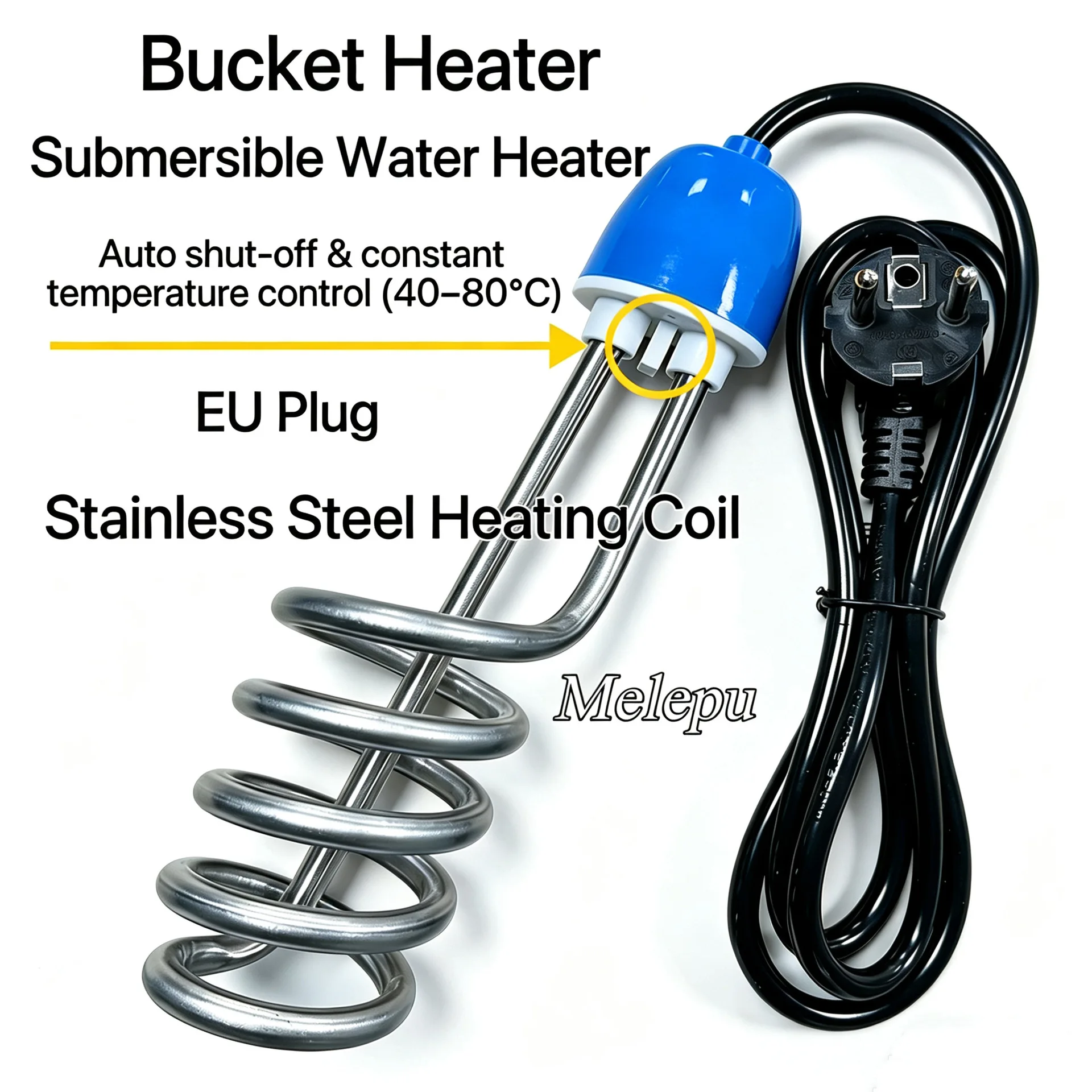 Electric Immersion Heater Rod Auto Power Off EU 220V Water Heating Tube Boiler Heating Element
