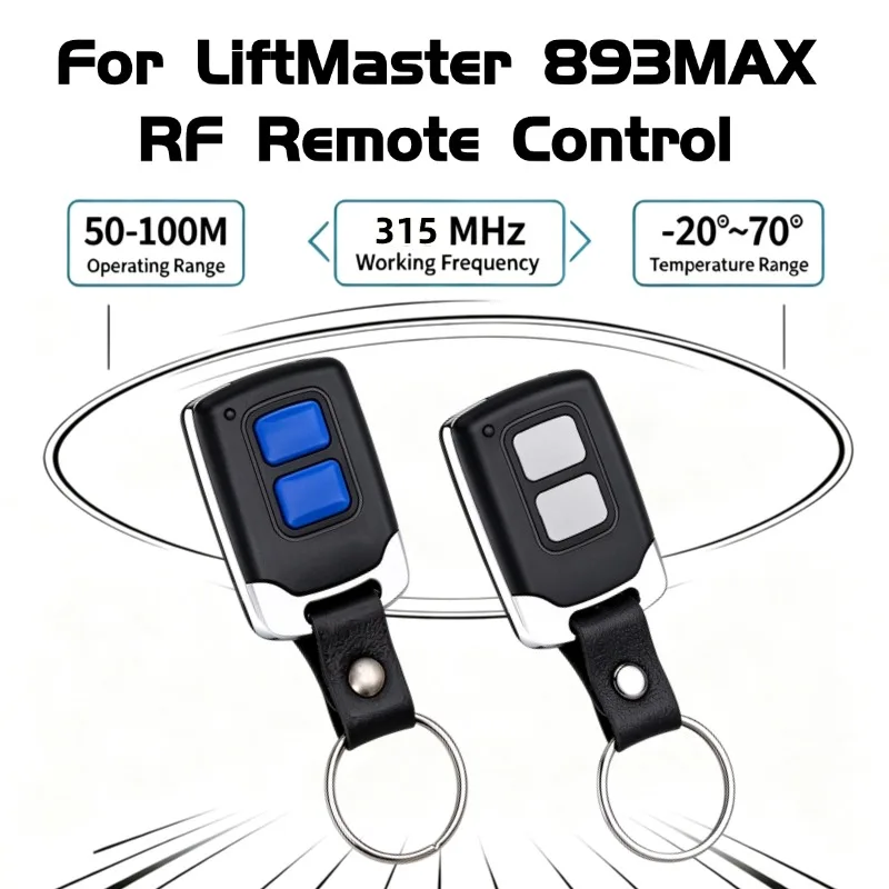 For LiftMaster 893MAX 891LM Craftsman Garage Door Opener Remote Keychain 371LM 893LM 971LM Yellow learn button 315MHz Universal