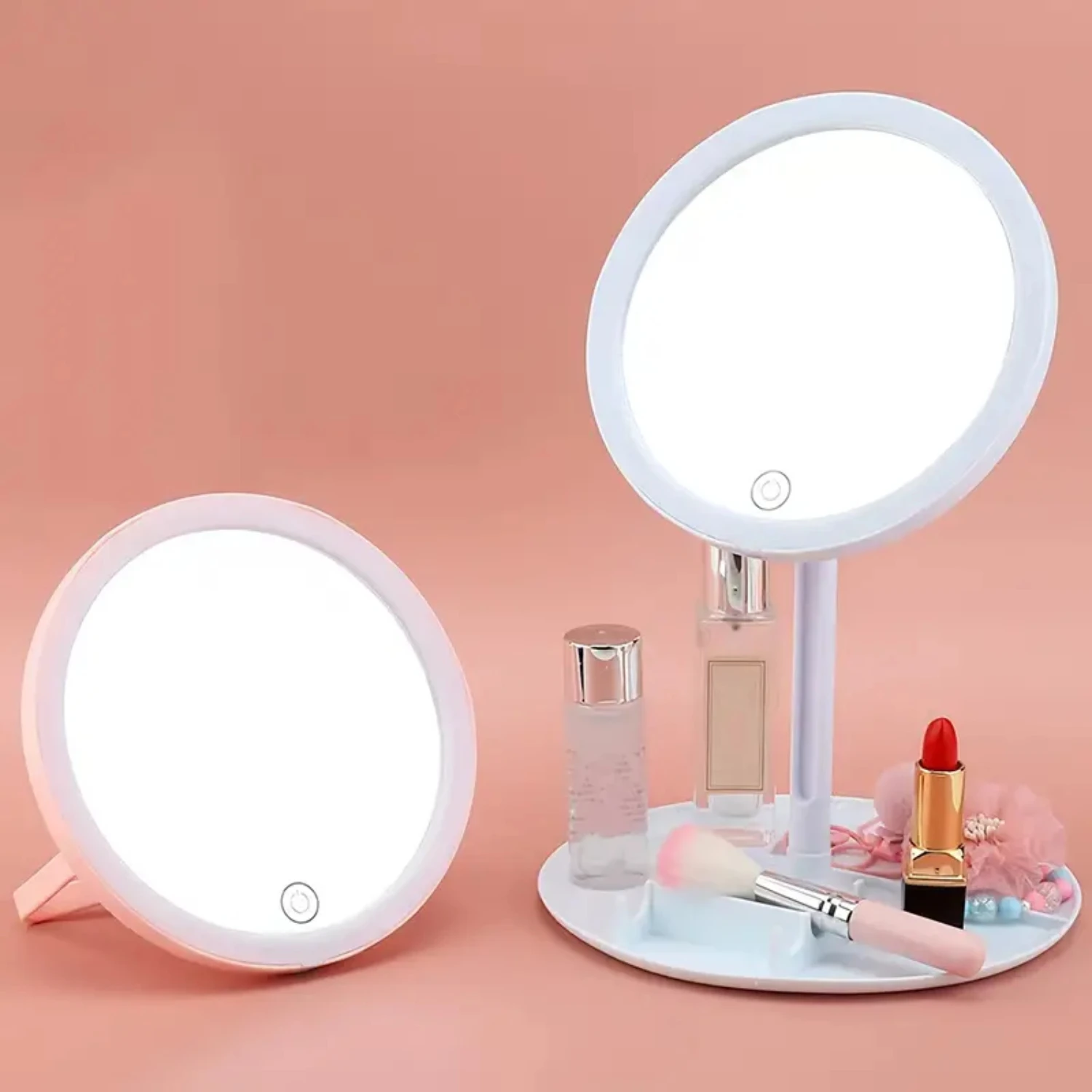 LED Light Makeup Mirror with Adjustable Touch Dimmer and USB Storage