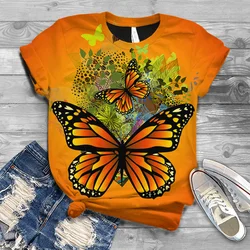 Camiseta con estampado 3D de mariposa para mujer, ropa de calle informal, Harajuku, Y2k