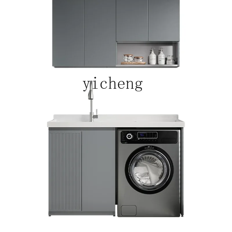 

Stainless Steel Honeycomb Washing Machine All-in-One Cabinet Combination Partner Laundry Table with Washboard