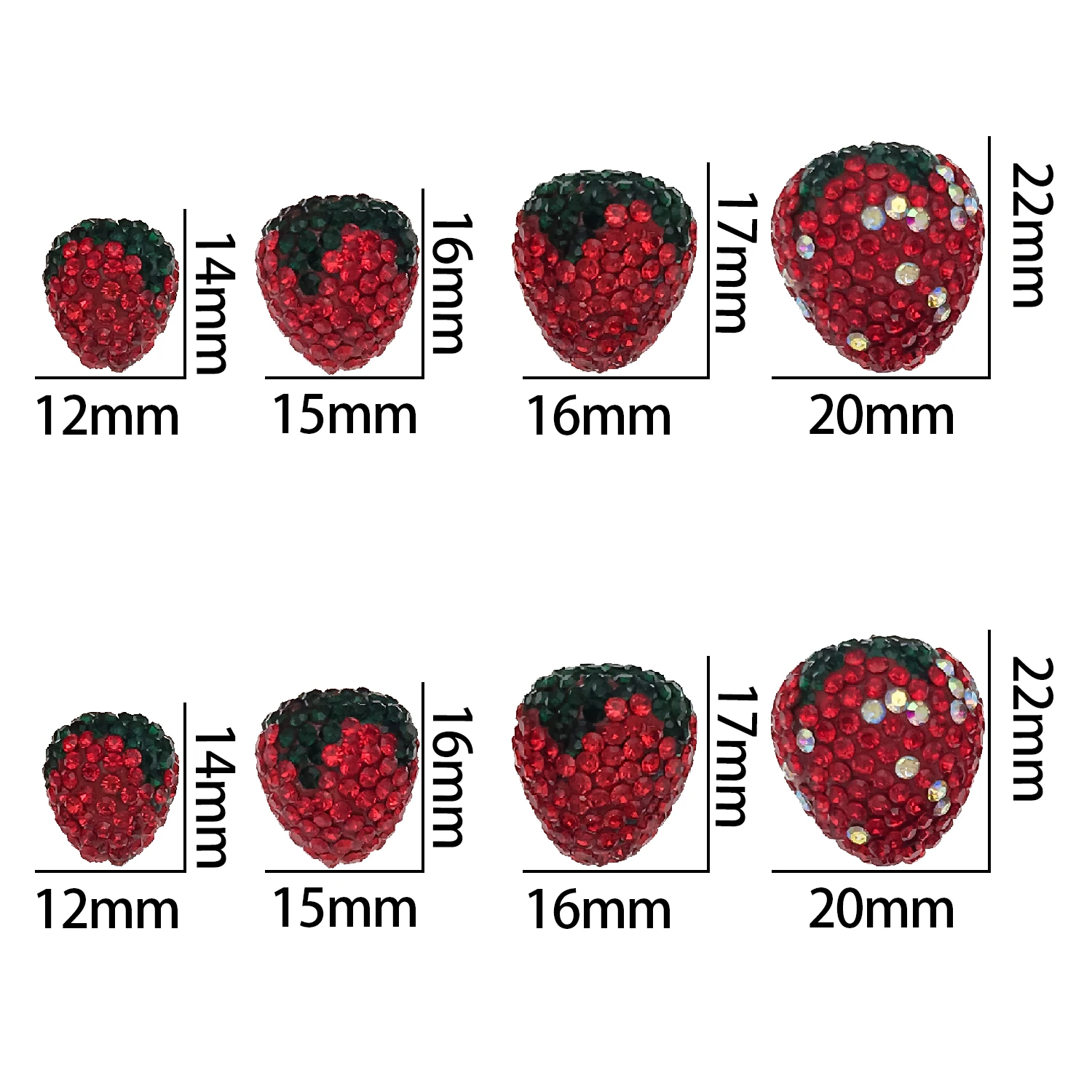 4pcs Big medium and small red strawberry charms pendant, suitable for handmade earrings, necklaces and bracelets DIY accessories