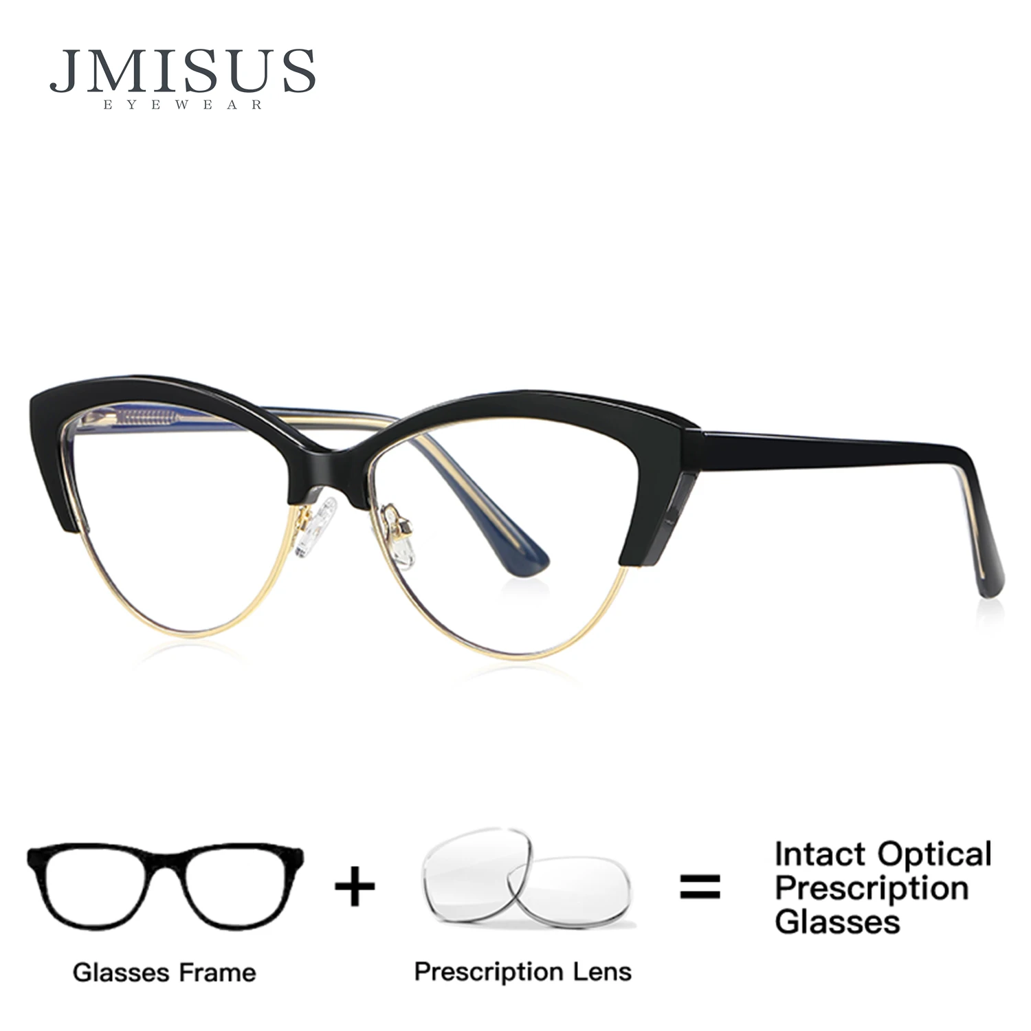 

Легкие квадратные очки JMISUS для женщин, ручной работы, из ацетата, в форме кошачьего глаза, с защитой от синего света, оптические.