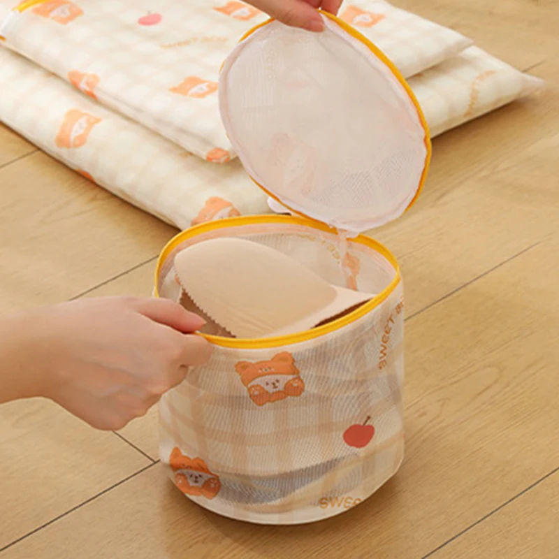 Women's Lingerie Washing Bag Cute Cartoon Print Machine-wash Brassiere Protective Bags Bra Laundry Bags Underwear Storage Basket