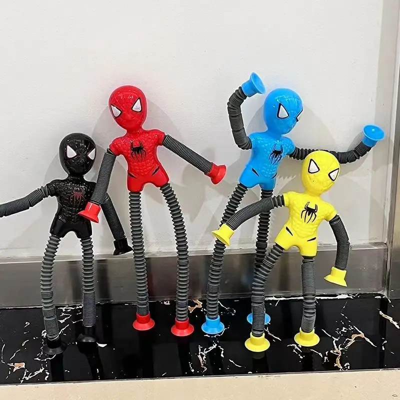 4-częściowe zabawki z przyssawką Montessori dla dzieci Pop Tubes Stress Relief Spider Teleskopowy robot Zabawka sensoryczna Mieszek Zabawka do