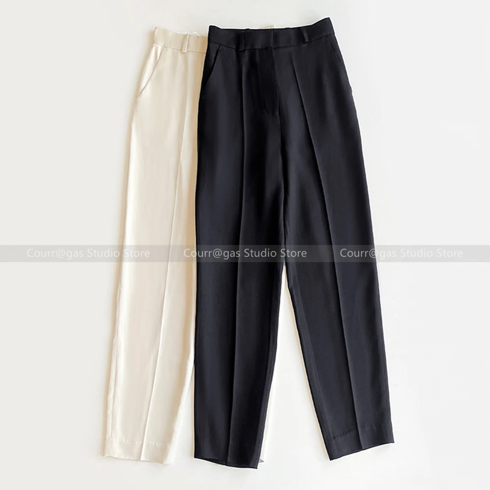 

Swedish niche classic versatile high waist tapered loose suit casual trousers