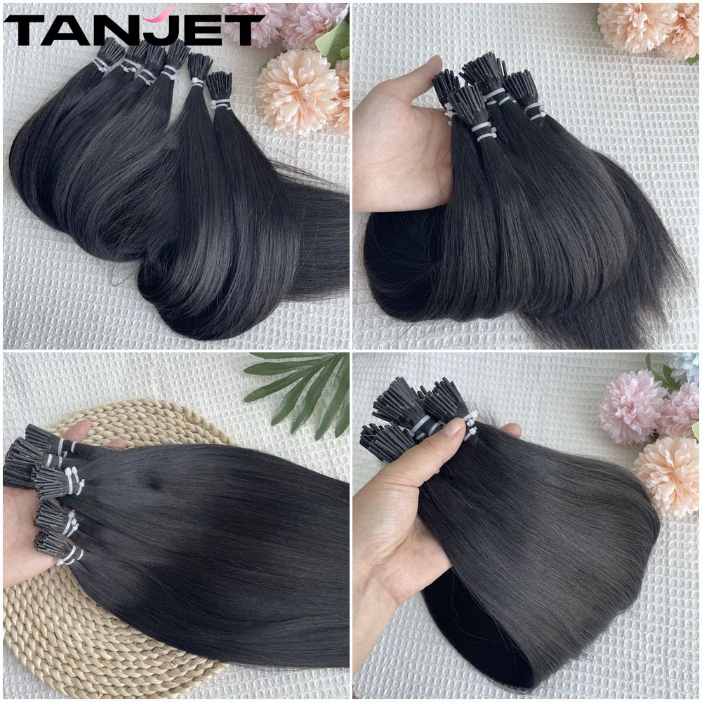 Light Yaki Straight I Tip Microlink Hair Extension s capelli umani donna Natural Italian Keratin Capsule Micro Ring Hair Extension