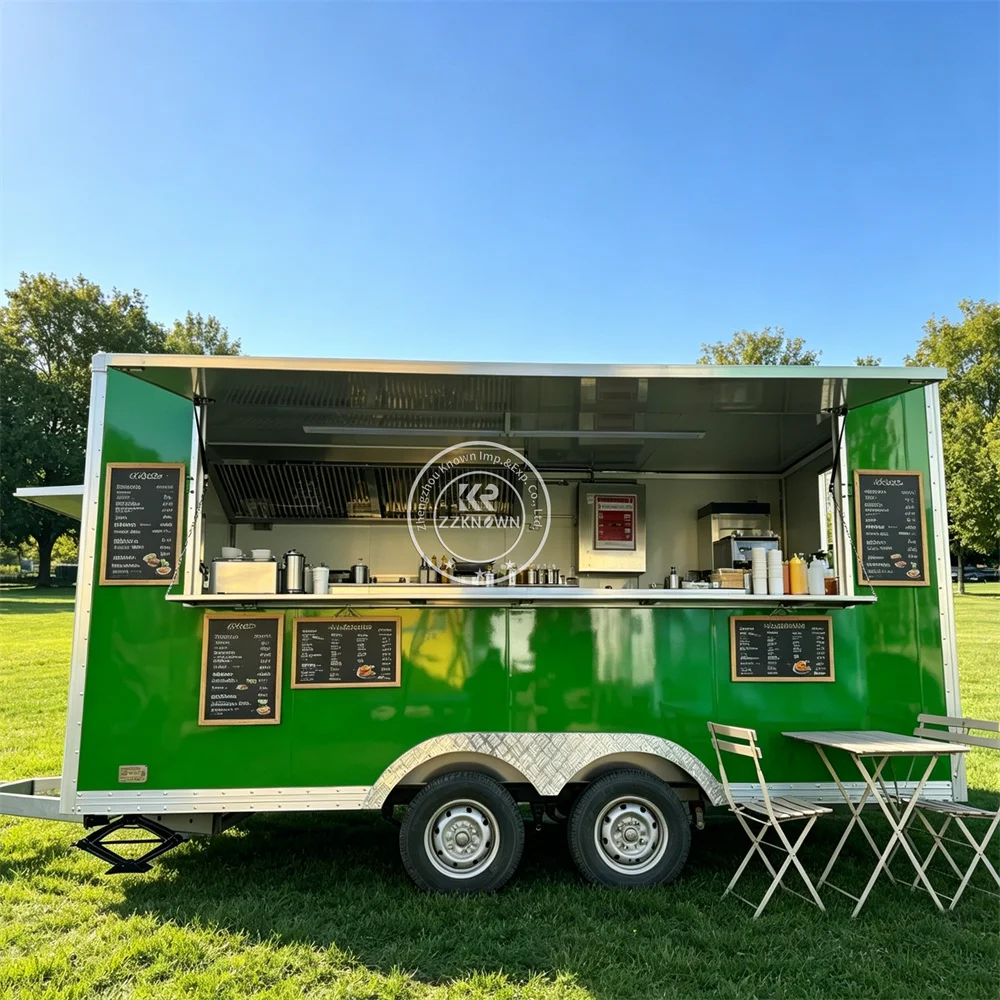 

Stainless Steel Mobile Kitchen Trailer Catering Mobile Food Trailer Street Pizza Burger Food Vending Truck For Sale